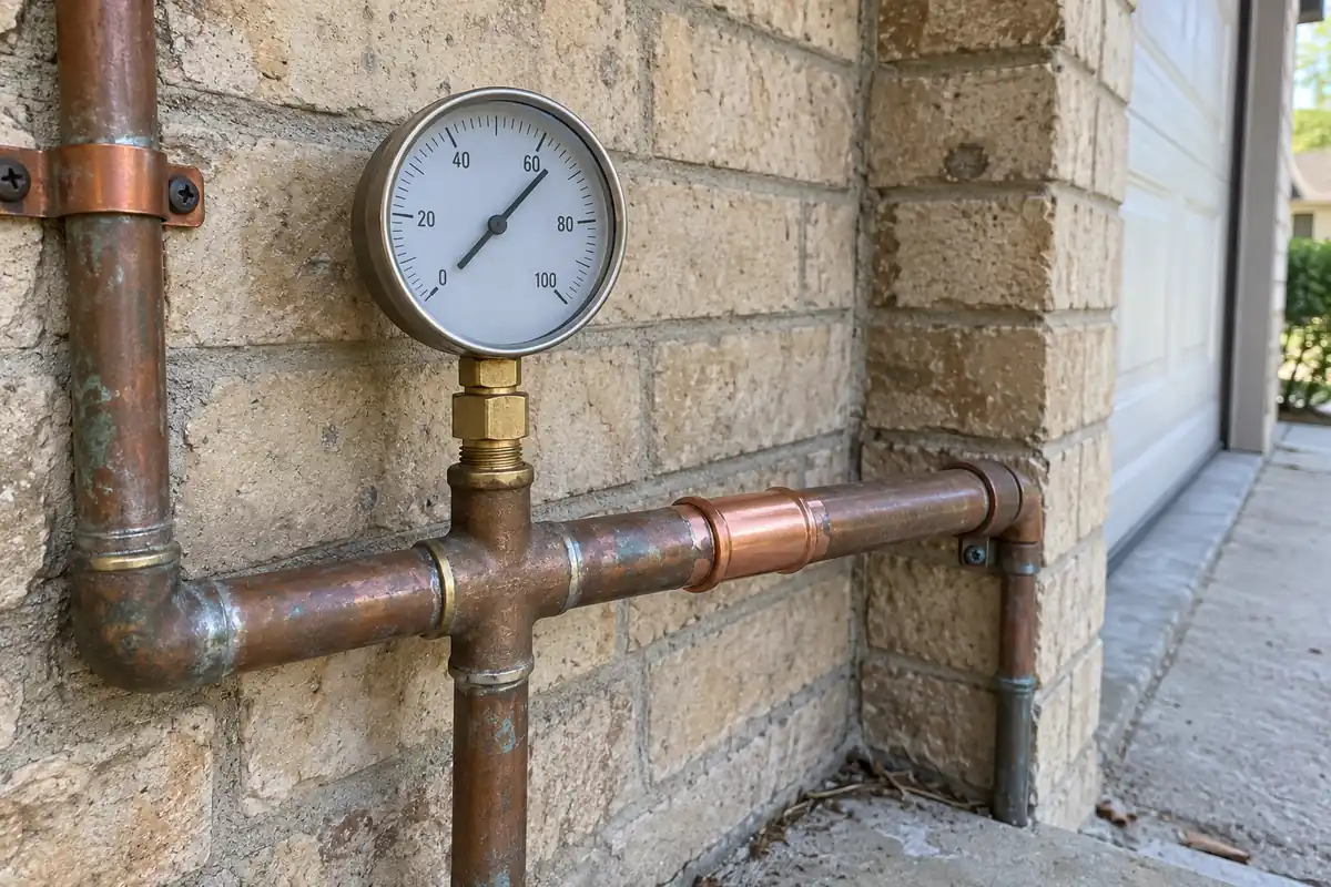 Pressure testing a repaired water line in Kyle, TX