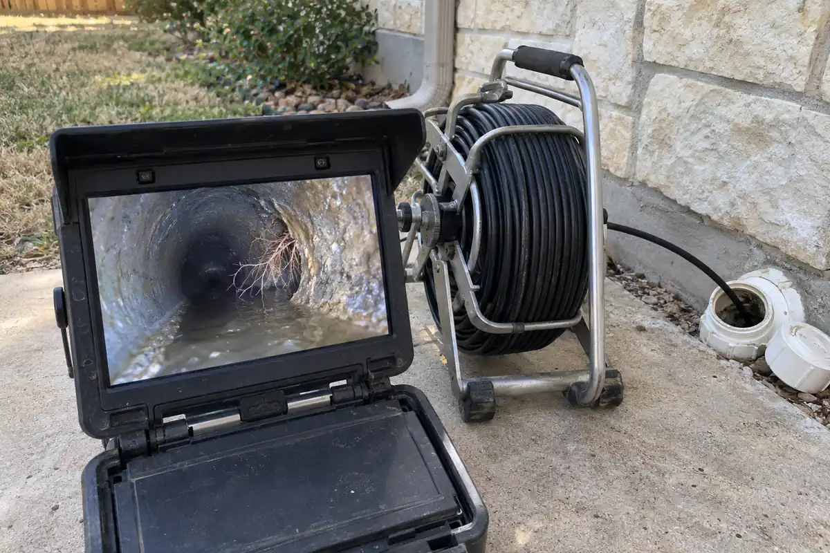 Video camera inspection of a drain line in Kyle, TX